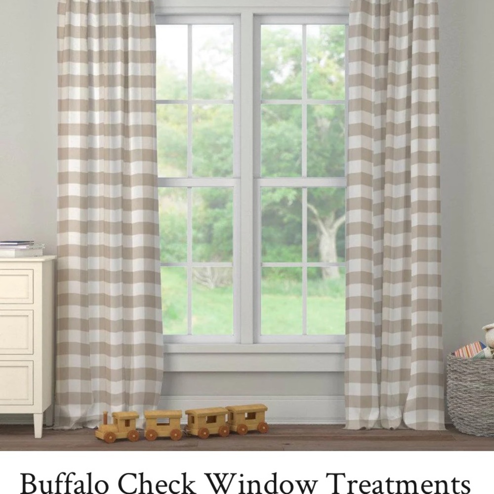 ISO - Carousel Designs Buffalo Check Curtains in GRAY AND TAUPE